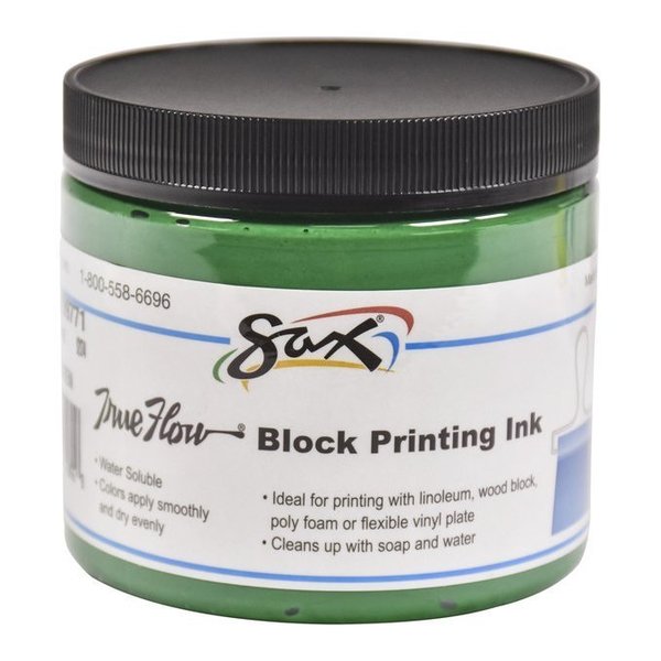 Sax True Flow Water Soluble Block Printing Ink, 1 Pint Jar, Green 1299771